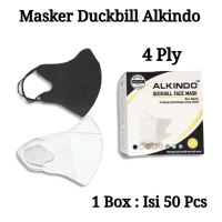 Masker Duckbill Alkindo 4Ply Dewasa isi 50pcs Earloop Disposable Mask Hitam Putih Warna Mix