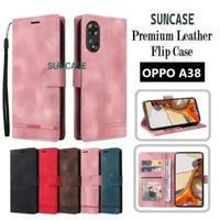 SUNCASE Oppo A38 cover hp model dompet multi fungsi flip case wallet leather SUNCASE BROWN