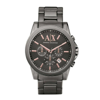 【A|X Armani Exchange】Armani Exchange 戰士風範三眼計時運動腕錶-金屬鐵灰-AX2086