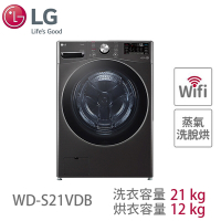 LG樂金 21公斤 蒸洗脫烘 滾筒洗衣機 尊爵黑 WD-S21VDB