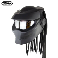 Motorcycle helmetPredator helmet Retro style braid full helmet laserlight SM958 helmet racing helmet predator helmet full face
