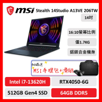 【微星特仕賣場】msi 微星 Stealth 14Studio 206TW 14吋 電競筆電 i7/64G/512G