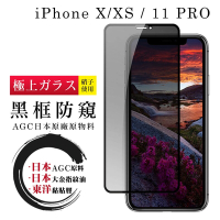 IPhone X XS 11 PRO 日本玻璃AGC黑邊防窺全覆蓋玻璃鋼化膜保護貼(XS保護貼11PRO保護貼IPHONEX保護貼)
