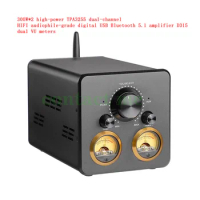 300W*2 high-power TPA3255 dual-channel HIFI audiophile-grade digital USB Bluetooth 5.1 amplifier D315, dual VU meters