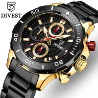 DIVEST Top Brand Luxury Fashion Mens Watches Original Waterproof Sport Chronograph Quartz Watch Men Luminous Relogio Masculino