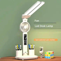 LED Fan Table Light USB Charging Dimmable Table Light Plug in LED Fan Light Folding Eye Protection Reading Light Night Light
