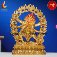 21cm Tibetan imitation Nepalese copper gilded Buddha statue with six arm Mahagala Buddha ornament