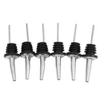 6Pcs Stainless Steel Spirit Wine Bottle Pourer Stopper Free Flow Liquor Cocktail