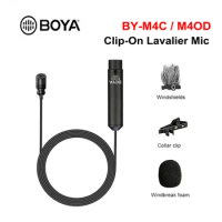 BOYA BY-M4C M4OD Clip-On Lavalier Microphone Cardioid XLR Lavalier Mic for Sony Canon Panasonic Camera Camcorders