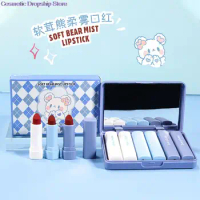 Hengfang 6Pcs/set Cute Rabbit Lipstick Matte Velvet Lip Makeup Silky Waterproof Long Lasting Non-stick Cup Lip Cosmetics