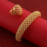 Men Bracelet Gold Color African Wide Bangle for Women Bangle Ring Jewelry Ethiopian Arab