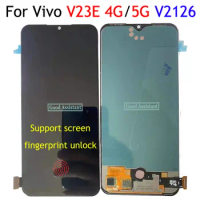 Amoled Black 6.44inch For Vivo V23e 4G 5G V2126 LCD Display Screen Touch Panel Digitizer Assembly Replacement With Fingerprint