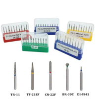 10Pcs/Box Dental Diamond Burs for High Speed Handpiece Medium FG 1.6MM Dentist Tools Polishing Drills Dental Lab TR TF CR BR DI