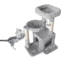 Pesofer Cat Tree, Small Cat Tower with Sisal Scratching Post and Hammock ）optional