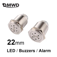22mm Metal Waterproof Stainless Steel Buzzer Red LED Flashing Metal Alarm Screw Terminal Foot 12V/24VDC 220VAC