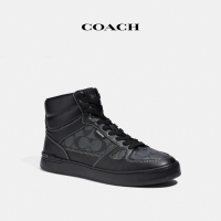 【COACH】官方直營CLIPCOURT經典Logo高筒運動鞋-黑色(CC736)