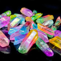 1pc Natural Healing Electroplated Single Crystal Cluster, Beautiful Rainbow Color Crystal,Aura Candy Cluster,Room Desktop Decor