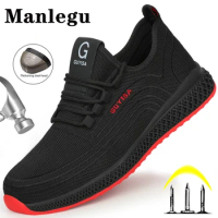 Work Shoes Men Women Work Sneakers Breathable Lightweight Steel Toe Safety Shoes Boots Men Anti-Puncture Indestructible Shoes