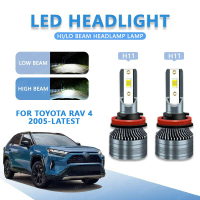 2 pcs for TOYOTA RAV 4 2005-LATEST H11 Đèn LED siêu sáng cao/thấp Đèn pha car LED trắng