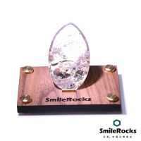 【SmileRocks 石麥】水滴形彩幽靈水晶 3.7x1.8x6.0cm(異象水晶 附SmilePad Stand 6x9底板)