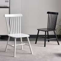 實木椅子北歐簡約溫莎椅酒店咖啡廳家用靠背凳子黑色椅子餐桌椅