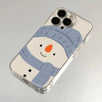 全城熱賣 - 聖誕樹雪人像適用蘋果16手機殼iphone15promax新款mate60透明14紅米note13小米s17華為pura70軟殼vivoppo榮耀紅米 Note 10 5G透明【藍圍巾雪