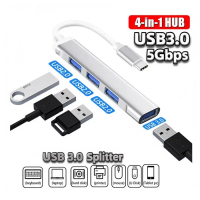 USB 3.0 hub four-in-one aluminum multi-channel OTG adapter USB extender, suitable for PC/laptop/tabl