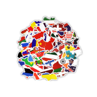 Stiker Laptop Koper Helm Sticker Pack World Map Flag 1 | Sticker Tumbler Paper Stationery