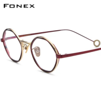 FONEX Pure Titanium Glasses Men Smooth Grace Polygon Eyeglasses 2023 New Women Eyewear PETAL