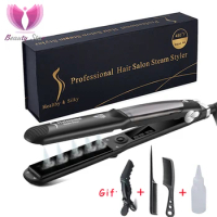 Drop Shipping Professional Steam Hair Straightener Ceramic Vapor Hair Flat Iron Seam Hair Straightening Iron