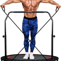 Mini Trampoline for Kids Adults Foldable Fitness Rebounder Kids Trampoline with 5 Levels Height Adjustable Handle Resistance