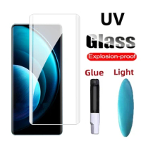 UV Tempered Glass For ViVO X100 Pro X90 Pro Plus Full Flue Screen Protector Protective Glass Cover For ViVO X100 X100 Pro Glass