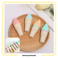 TSA Highlighter Es Krim Cone 1 Set 6 Pcs Free Pouch Highliter Es Krim Cone Stationery Lucu Unik Kado