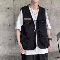 【新品上新】男生背心 背心 工裝背心 馬甲背心 背心外套男 背心馬甲 薄背心 複古寬鬆多口袋背心 潮牌ins超火坎肩男