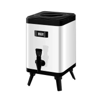 不鏽鋼方形保溫茶桶 - 白色 - 12L  | 帶溫度顯示的飲品桶 | 保暖保冷奶茶桶