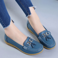 Ladies flat ballet shoes leather breathable moccasin shoes ladies casual boat shoes