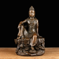 純銅觀音佛像擺件自在觀音菩薩銅像家居供奉佛堂公司工藝品擺設