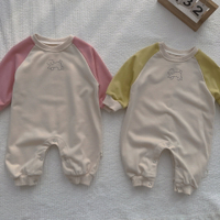 嬰兒外出服春裝兒童衣服春款韓版童裝嬰兒寶寶撞色連體衣