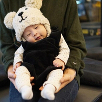 嬰兒帽 ins爆款 2020秋冬韓國嬰兒童帽子 雙球小熊護耳針織帽寶寶毛線帽 快速出貨
