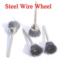 Sikat Kawat Wire Brush Mini Grinder Mangkok Corong Roda Besi Baja Brus Stainless Steel As 3mm