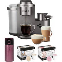 Keurig K-Cafe Special Edition Coffee Maker with Latte and Cappuccino Functionality (Nickel) Bundle with Donut Shop