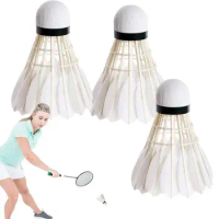 Duck Feather Shuttlecocks 3pcs White Training Ball Shuttlecock Duck Feather Badminton Shuttlecocks Highly Stable Badminton