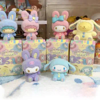Genuine Sanrio Rabbit Series Blind Box Flocking Cinnamoroll/kurumi Trend Toy Mini Figure Children Room Decoration Birthday Gifts