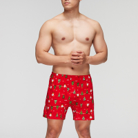 DADADO-歡慶耶誕 M-3L印花四角男內褲(紅) 天然絲光棉-吸濕排汗-GHQ347RS