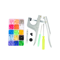 【JoyNa】DIY鈕扣安裝工具 T5四合扣15色150套+手壓式打扣機(寶寶衣服 免縫鈕扣 塑膠扣 金屬夾)