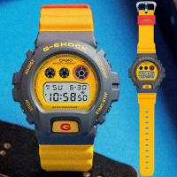 CASIO卡西歐 G-SHOCK 90年代復古質感 原始灰黃配色電子錶 DW-6900Y-9