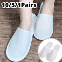White Disposable Slippers Family Guests Hotel Foot Therapy Travel Non Slip Portable Soft Breathable Comfortable Slippers Neutral