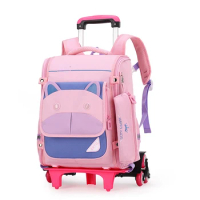36-55L detachable School Bags student Oxford Vacation Backpack Travel Bag Luggage Trolley Case with Six Wheels kids bags 2022