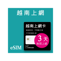 【citimobi】eSIM越南3天吃到飽不降速(網卡 越南上網 富國島 蜆港 下龍灣 eSIM)