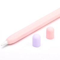 For Apple Pencil 2Nd Generation Pen Sleeve Stylus Pen Sleeve Double Color Matching Silicone Protective Sleeve Pink